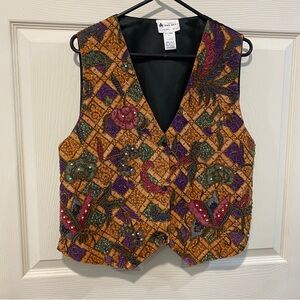 Beaded patchwork vest Ana Mori vintage. All Size Floral Design bohemian style